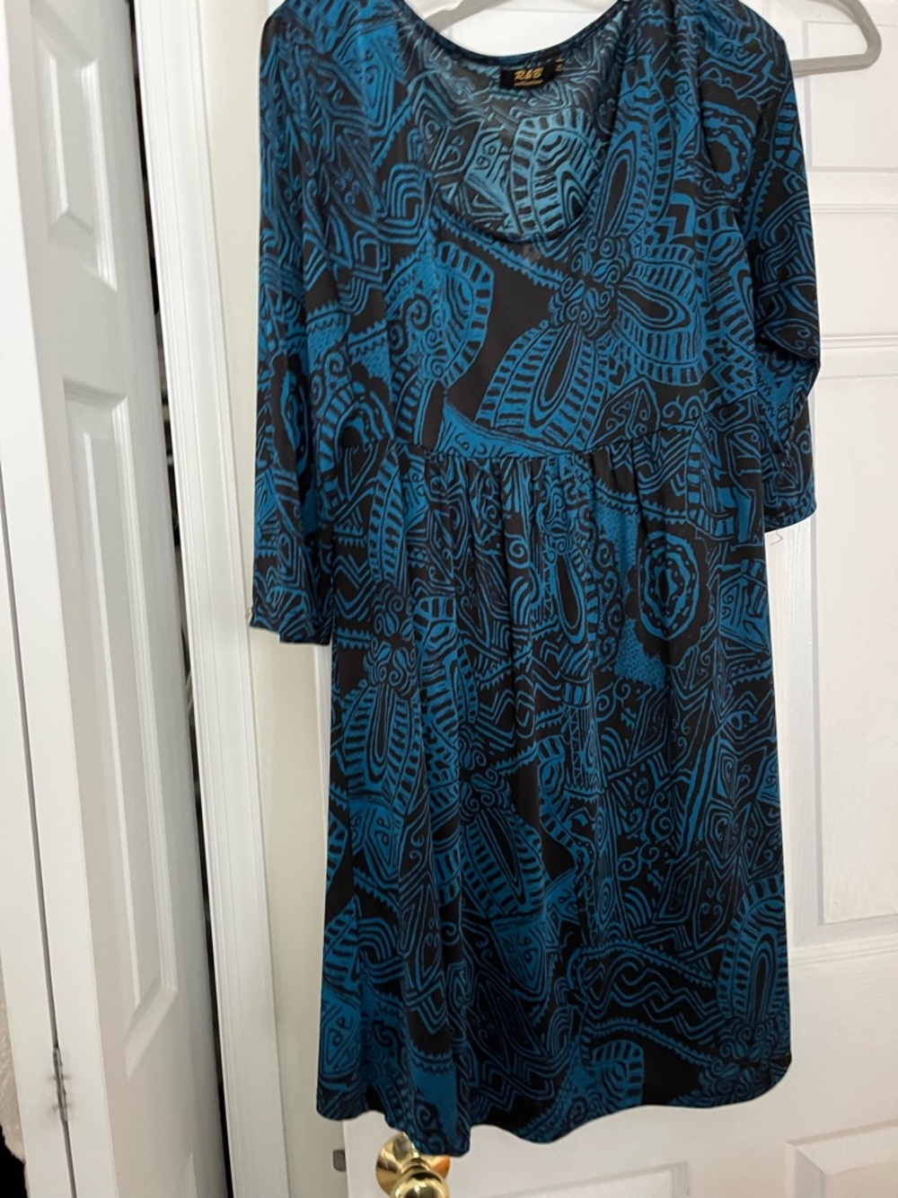 Othr Teal and Black Patterned Midi Dress